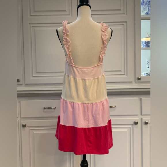 Boutique Brand ~ BiBi ~ Color Block Ruffle Sundress in Cream&Pinks ~ Size L - Picture 7 of 9